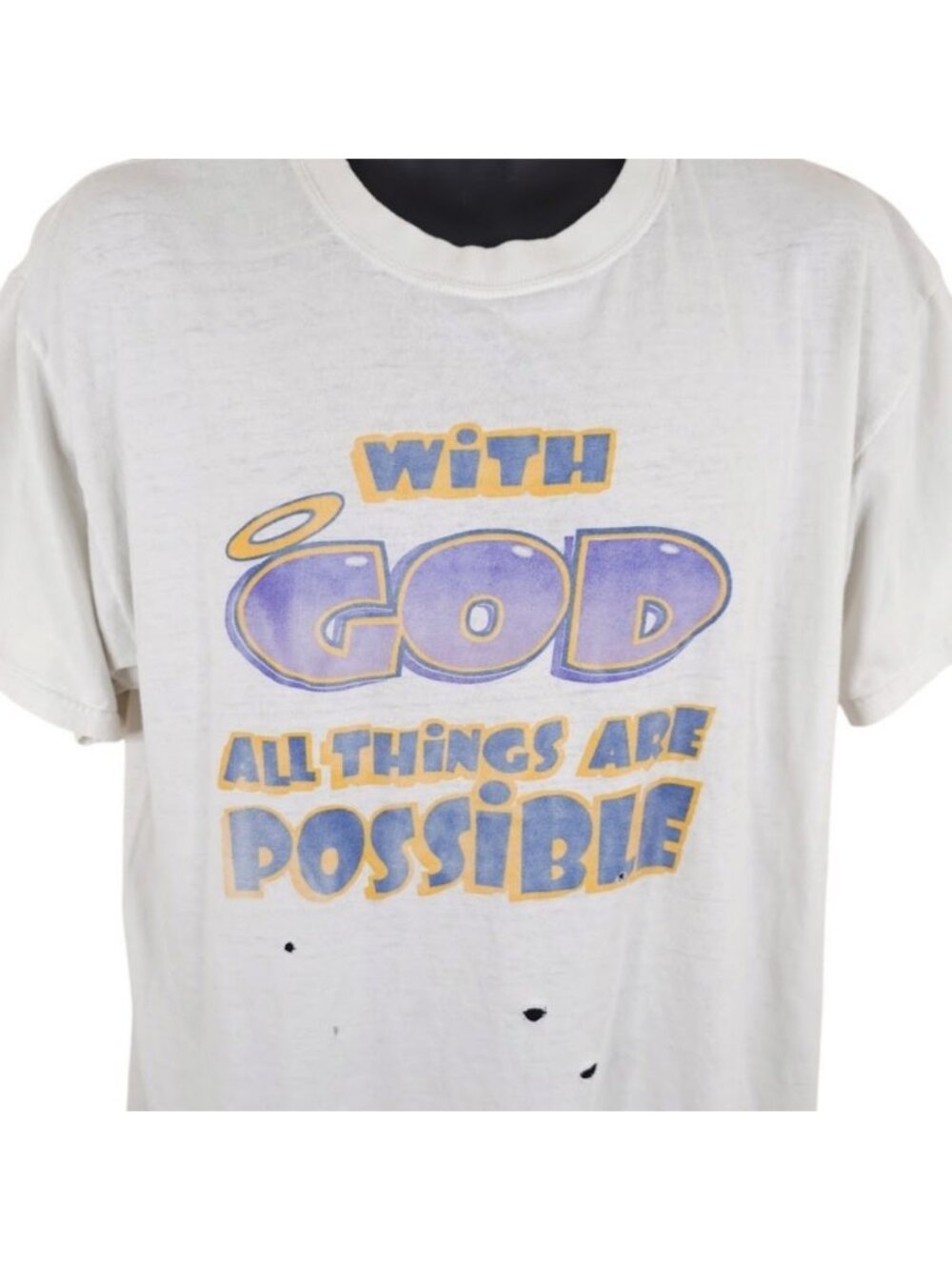 Vintage Christian T Shirt Mens Size XL White Y2K With God All Things Possible